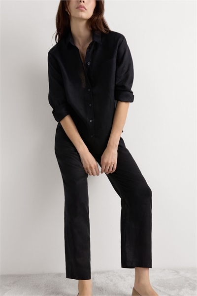 Рубашка из чистого льна с полотняным переплетением артикул 154060310