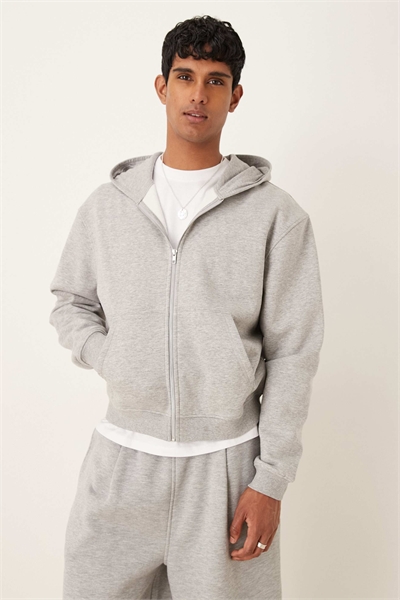Худи Essentials свободного кроя с капюшоном и застежкой-молнией, серо-меланжевого цвета артикул 152707593