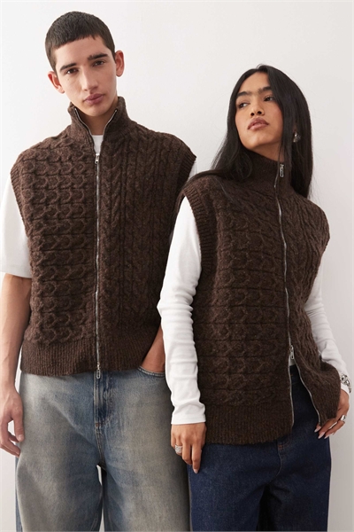 Универсальная майка с застежкой-молнией и узором «коса» артикул 143964808