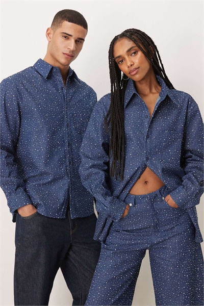Джинсовая рубашка Unisex Daze с декоративными элементами co-ord артикул 154057295