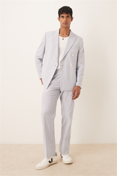 Брюки-костюм с прямыми брючинами из смешанного льна артикул 141269792