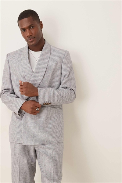 Двубортный пиджак классического кроя из смесовой ткани артикул 140702449