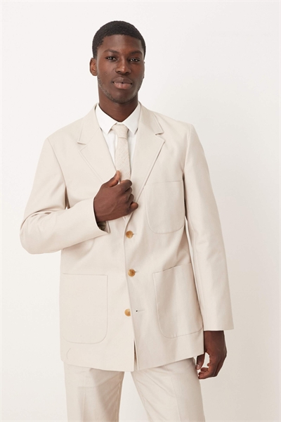 Пиджак из смешанной ткани (хлопок и лен) стандартного кроя артикул 141531547