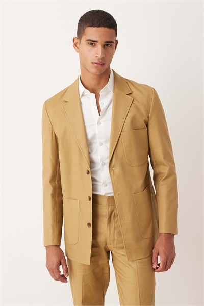 Пиджак классического кроя из смеси хлопка и льна артикул 141531545