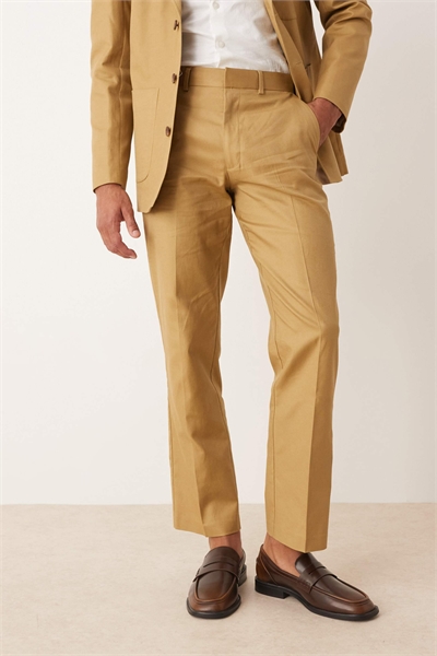 Брюки для костюма с прямым кроем из смеси хлопка и льна артикул 141531546