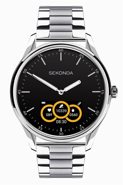 Гибридные часы Sekonda с круглым циферблатом диаметром 45 мм, серебристого цвета артикул 149071092