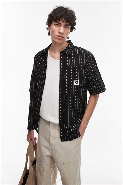 Рубашка Drewe с полосками в виде сердечек, черно-белая артикул 141526734