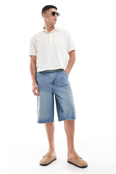 Джинсовые шорты-бермуды синего цвета артикул 149665202