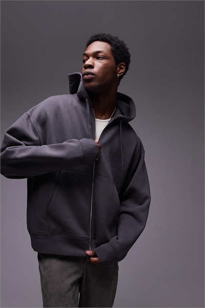 Худи с капюшоном и застежкой-молнией свободного кроя, цвет «антрацит» артикул 140792419