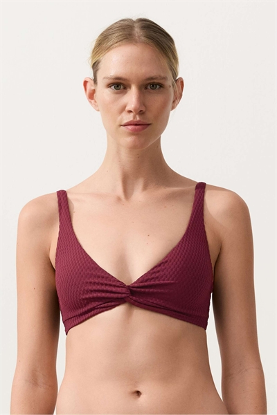 Топ бикини с мини-ячеистым жаккардовым узором фиолетового цвета артикул 156166657