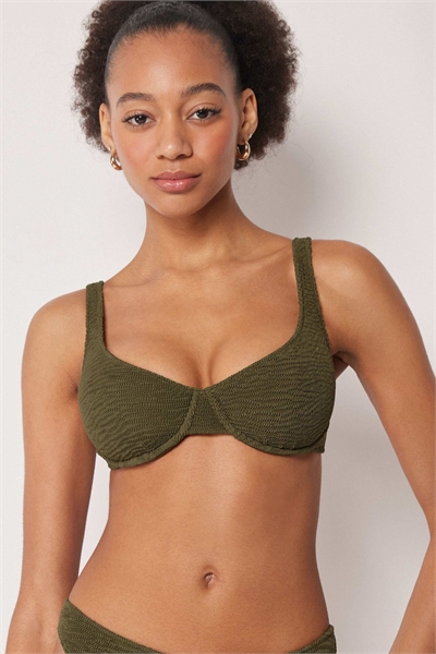 Бюстгальтер-балконет с волнистым эффектом в темно-зеленом цвете артикул 156299311