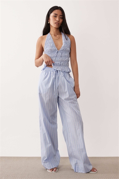 Брюки Khonny с широкими брючинами в синюю полоску артикул 153145881