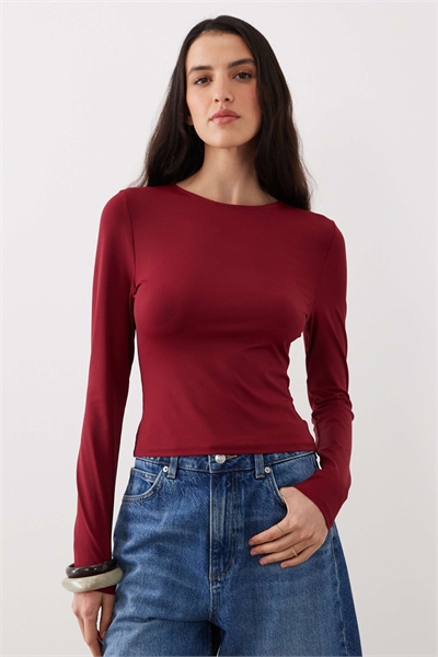 Длиннорукавная кофта из полиамида цвета бордо артикул 152192424