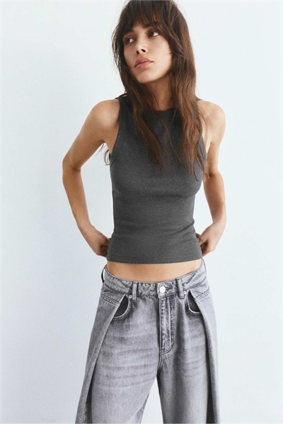 Майка с круглым вырезом, цвет «средний меланж» артикул 155588764