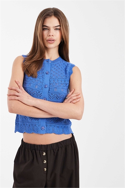 Красивый жилет с вышивкой синего цвета артикул 155388652