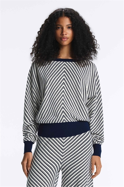 Свитер из трикотажа с диагональной полоской темно-синего цвета артикул 156401198