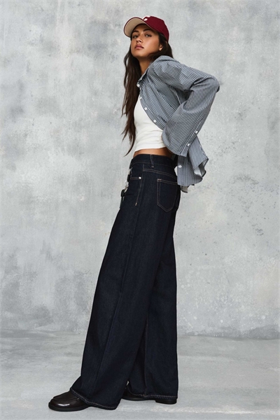 Джинсы-кюлоты синего цвета с низкой посадкой артикул 155844106