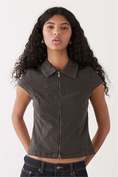 Топ на молнии с короткими рукавами артикул 154840097