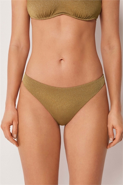 Брюки-бикини с изысканным блеском золотисто-коричневого цвета артикул 156518085
