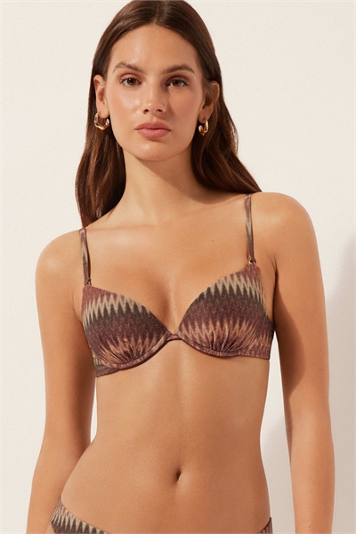 Бюстгальтер-пуш-ап с золотистым шевроном в коричнево-золотом цвете артикул 156517969