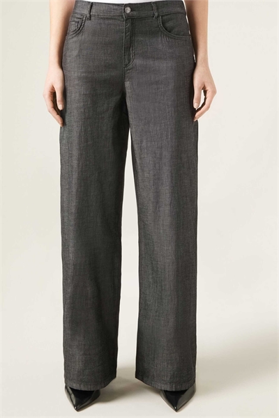 Сверхлегкие джинсы-палаццо цвета «антрацит» артикул 156518095