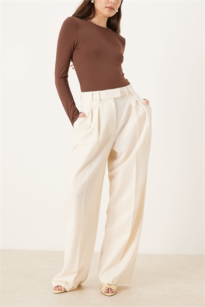 Брюки с широкими брючинами и складками артикул 154315298