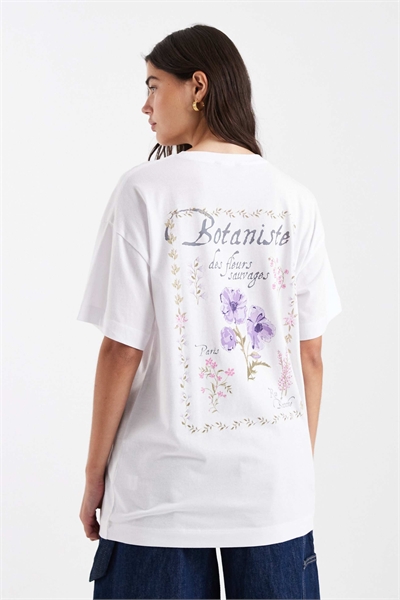Футболка оверсайз с принтом от Botaniste, белого цвета артикул 155472577