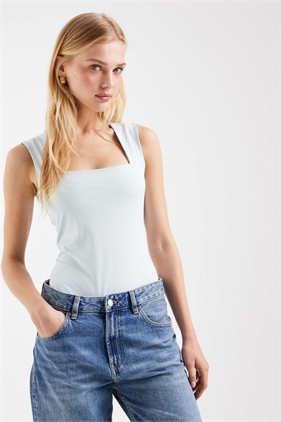 Боди с квадратным вырезом светло-голубого цвета артикул 155322990