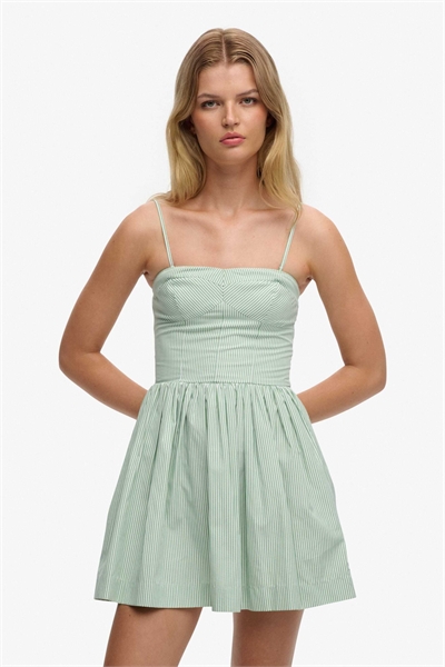 Мини-платье-топ-корсет с меловыми полосками цвета «перечной мяты» артикул 156518596