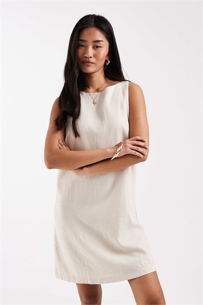 Мини-платье с завязками из льна артикул 152320249
