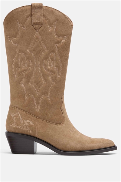 Ковбойские сапоги из разложной кожи бежевого цвета артикул 151303851