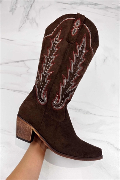 Ковбойские сапоги в стиле вестерн из коричневой искусственной замши артикул 151193905