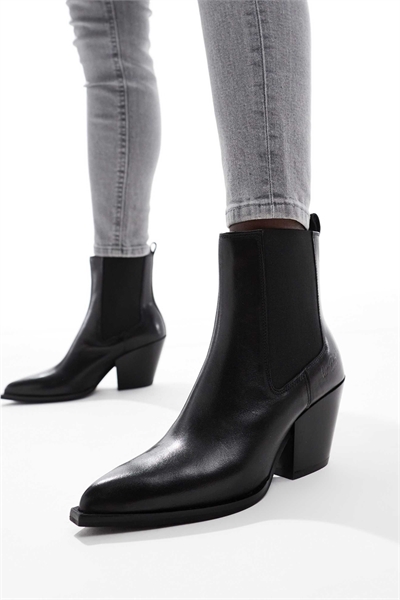 Кожаные ботинки в западном стиле с каблуком-блок «MARLOW», черного цвета артикул 139909775