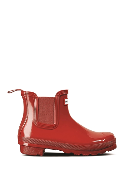 Женские оригинальные ботинки «челси» с глянцевой отделкой красного цвета артикул 139089164