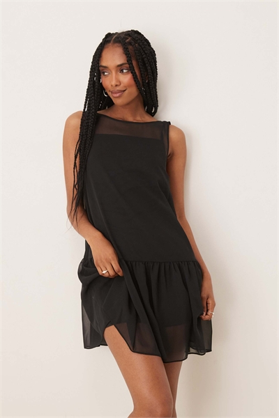 Мини-платье с заниженной талией черного цвета артикул 145750637