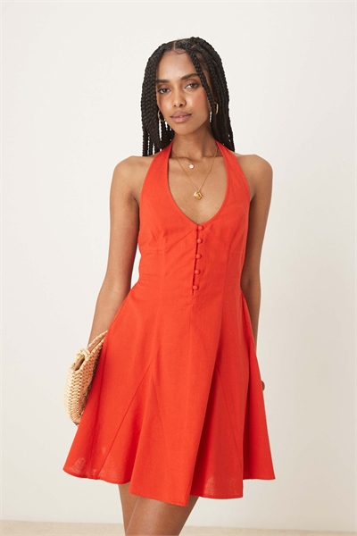 Мини-сарафан Halter с расклешенным низом артикул 140238477