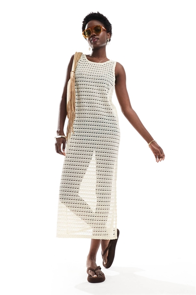 Макси-платье с открытой вязаной верхней частью артикул 146698383