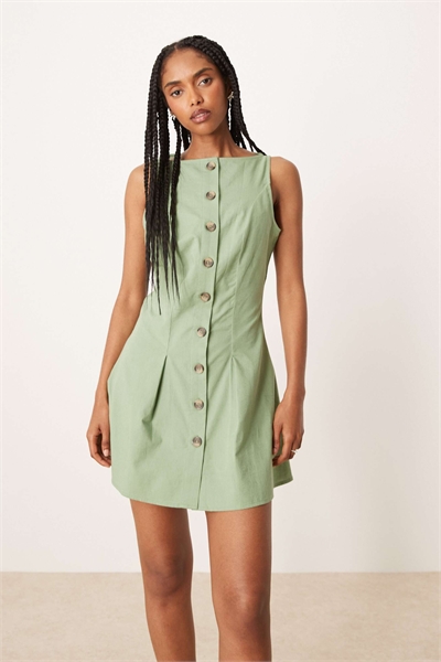 Мини-сарафан с V-образным вырезом, застегивающийся на пуговицы артикул 146739725