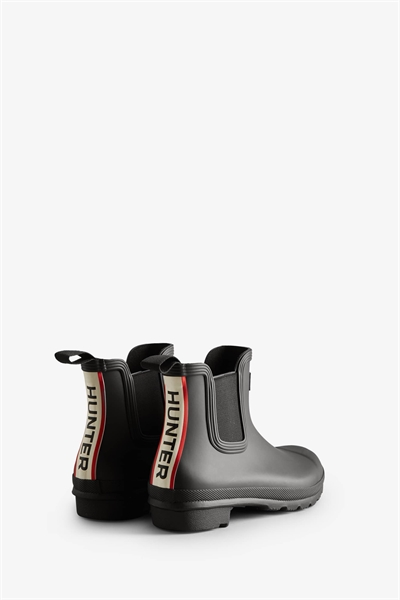 Оригинальные короткие трёхцветные резиновые сапоги «Челси» чёрного цвета артикул 149730046