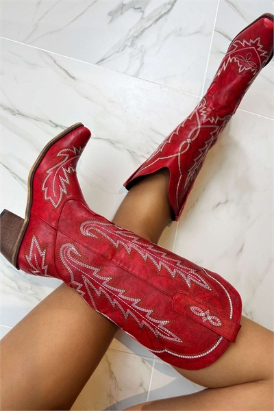 Ковбойские сапоги в стиле вестерн красного цвета артикул 149973103