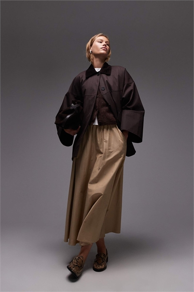 Куртка-водонепроницаемая из вощеной ткани свободного кроя коричневого цвета артикул 148306094