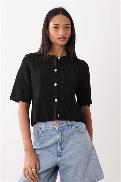 Кардиган прямого кроя с короткими рукавами артикул 147764563