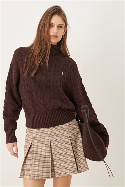 Свитер с полузастежкой-молнией коричневого цвета артикул 152897706