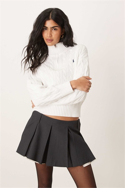 Свитер с полузастежкой-молнией белого цвета артикул 152897705