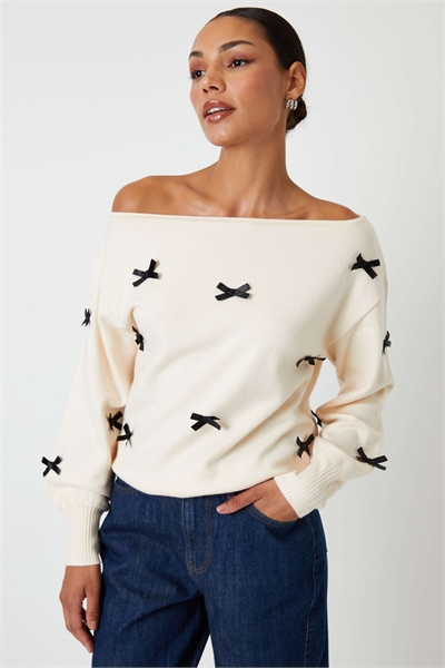 Свитер с V-образным вырезом и бантиком артикул 155448185