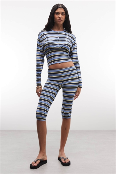 Комплект с кардиганом из ребристого трикотажа Selma с синими полосками артикул 153786011