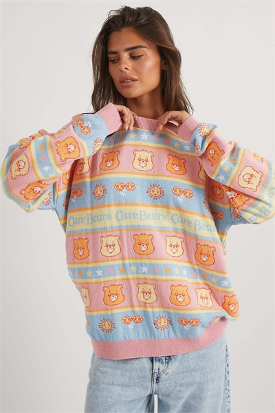 Свитер в полоску с изображением мишек Care Bears в разноцветном исполнении артикул 156136425