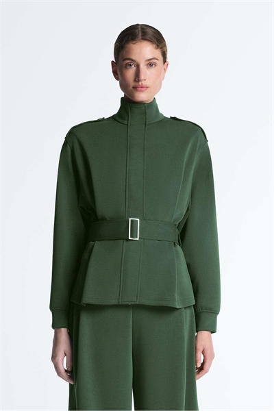 Практичная куртка с ремнем из хлопкового и модального твила артикул 155827724