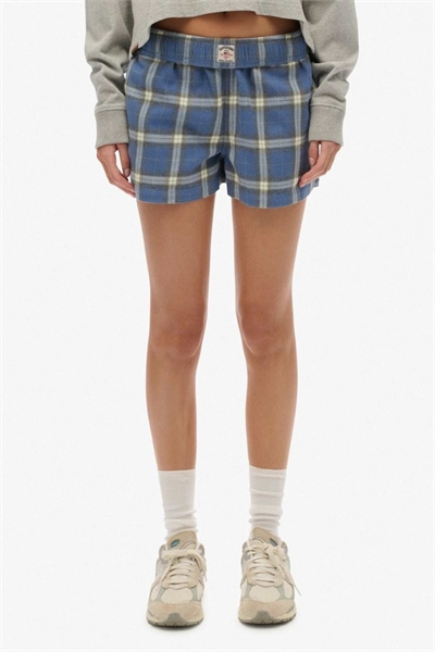Шорты из хлопка с эластичным поясом в клетку темно-синего и зеленого цветов артикул 156045447