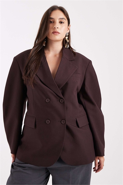 Блейзер с зауженным кроем, рукавами-коконами и двойной застежкой артикул 149320612